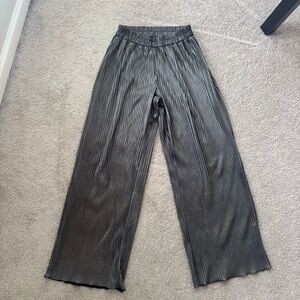 Zara Silver Wide Leg Pants with Relaxed Silhouette